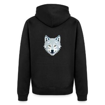 wolf - Unisex Premium Organic Zip Hoodie - black - Back - Nico (187cm)