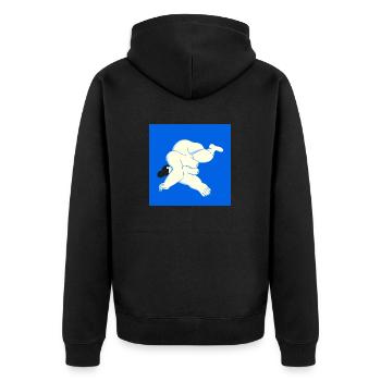 Woman body on blue - Unisex Premium Organic Zip Hoodie - black - Back - Nico (187cm)
