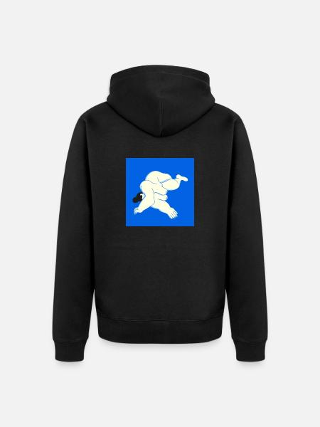 Woman body on blue - Unisex Premium Organic Zip Hoodie - black