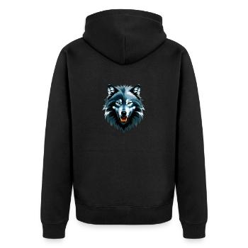 Wolf - Unisex Premium Bio Zip Hoodie - Schwarz - Hinten - Nico (187cm)