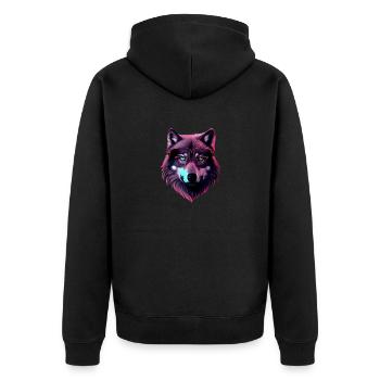 Wolf - Unisex Premium Bio Zip Hoodie - Schwarz - Hinten - Nico (187cm)