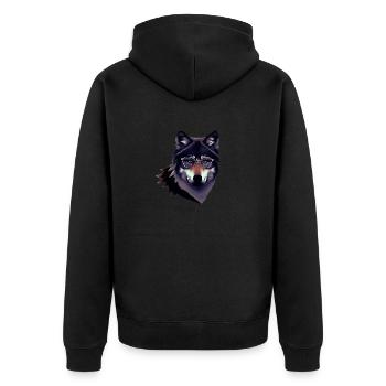 Wolf - Unisex Premium Bio Zip Hoodie - Schwarz - Hinten - Nico (187cm)