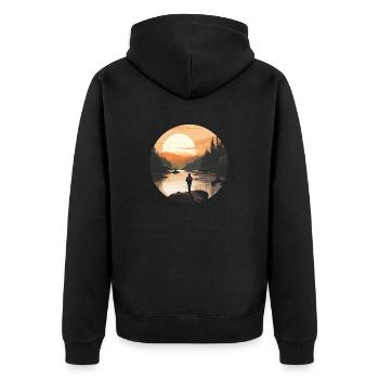 A sunset in Canada - Unisex Premium Organic Zip Hoodie - black - Back - Nico (187cm)