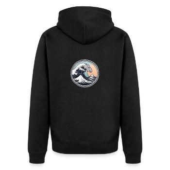 Big Wave - Unisex Premium Organic Zip Hoodie - black - Back - Nico (187cm)