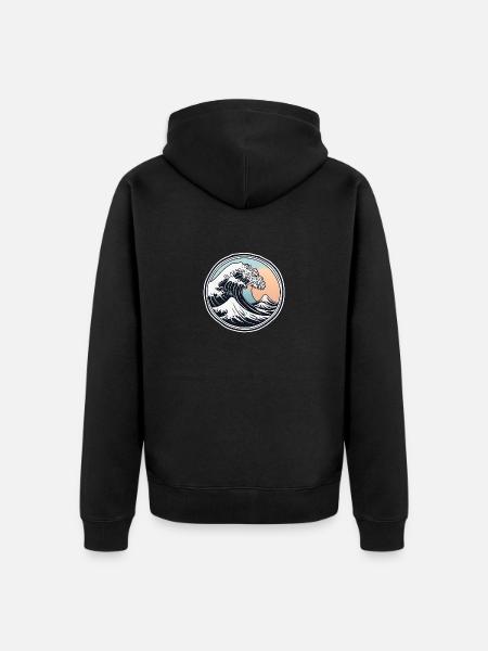 Big Wave - Unisex Premium Organic Zip Hoodie - black