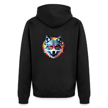wolf - Unisex Premium Organic Zip Hoodie - black - Back - Nico (187cm)