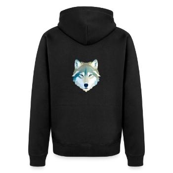 Wolf - Unisex Premium Organic Zip Hoodie - black - Back - Nico (187cm)