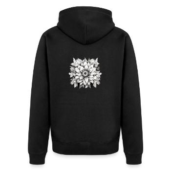Sonnenblume im Mandala Stil - Unisex Premium Bio Zip Hoodie - Schwarz - Hinten - Nico (187cm)