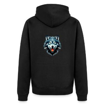 Wolf - Unisex Premium Bio Zip Hoodie - Schwarz - Hinten - Nico (187cm)