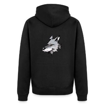 wolf - Unisex Premium Organic Zip Hoodie - black - Back - Nico (187cm)