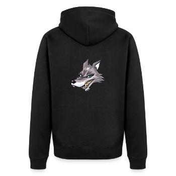wolf - Unisex Premium Organic Zip Hoodie - black - Back - Nico (187cm)