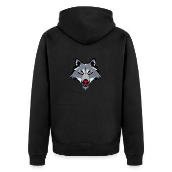 wolf - Unisex Premium Organic Zip Hoodie - black - Back - Nico (187cm)
