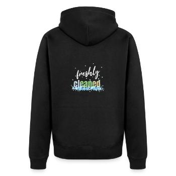 freshly cleaned - Unisex Premium Organic Zip Hoodie - black - Back - Nico (187cm)