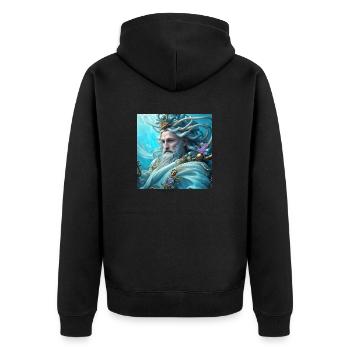 Neptun - Unisex Premium Bio Zip Hoodie - Schwarz - Hinten - Nico (187cm)