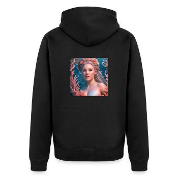 blockedName - Unisex Premium Bio Zip Hoodie - Schwarz - Hinten - Nico (187cm)