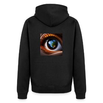 In the eye of the beholder - Unisex Premium Organic Zip Hoodie - black - Back - Nico (187cm)