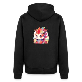 00332 kawaii FireDragonUnicorn - Unisex Premium Organic Zip Hoodie - black - Back - Nico (187cm)