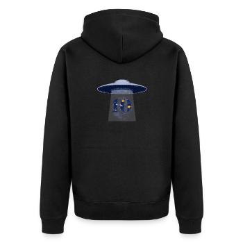 10. Jahrestag des UFO-Angriffs - Unisex Premium Bio Zip Hoodie - Schwarz - Hinten - Nico (187cm)