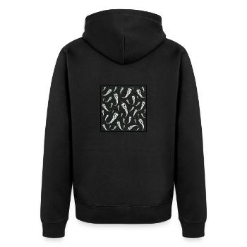 Chili Halloween Geist Gespenst - Unisex Premium Bio Zip Hoodie - Schwarz - Hinten - Nico (187cm)