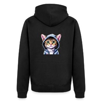 Chat Propriétaire de chat Chaton domestique - Veste à capuche bio Premium Unisexe - noir - Dos - Nico (187cm)