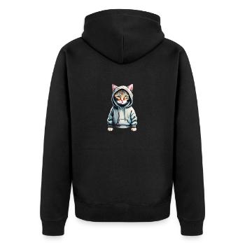 Cat Pet Kitten Cat Owner Domestic Cat - Unisex Premium Organic Zip Hoodie - black - Back - Nico (187cm)