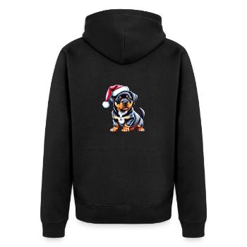 Rottweiler Hund Weihnachten Hunde Hundewelpe - Unisex Premium Bio Zip Hoodie - Schwarz - Hinten - Nico (187cm)