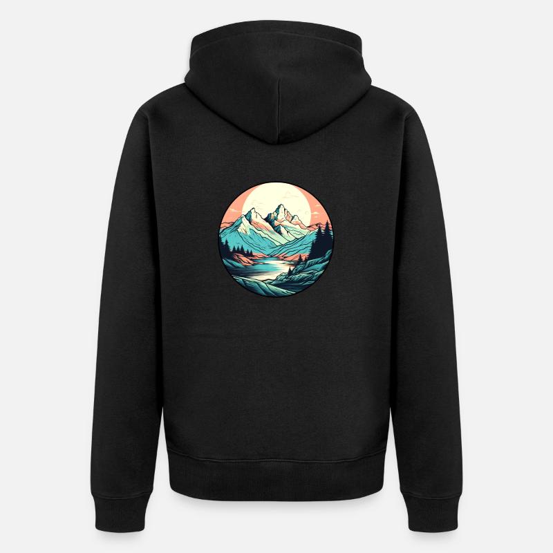 Montagnes - Veste à capuche bio Premium Unisexe - noir