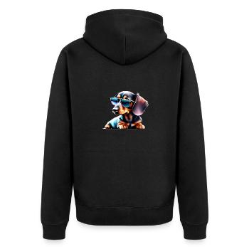 Dachshund Hunde Dackelwelpe Hund Hundehalter - Unisex Premium Bio Zip Hoodie - Schwarz - Hinten - Nico (187cm)