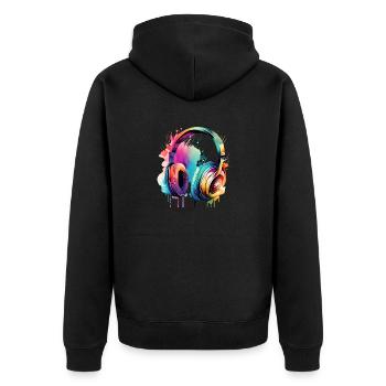 Casque Chanteur Musiciens Joueurs Chanteurs Écouter de la musique - Veste à capuche bio Premium Unisexe - noir - Dos - Nico (187cm)