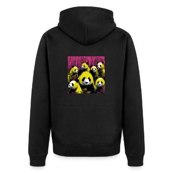 Panda im Neon-Stil - Unisex Premium Bio Zip Hoodie - Schwarz - Hinten - Nico (187cm)