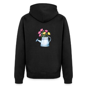 Blume Hobbygärtner Gärtner Geschenk Blumen Garten - Unisex Premium Bio Zip Hoodie - Schwarz - Hinten - Nico (187cm)