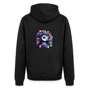 Peacock Bird Drawing - Unisex Premium Organic Zip Hoodie - black - Back - Nico (187cm)