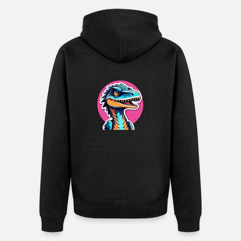 Dessin de dinosaure Velociraptor - Veste à capuche bio Premium Unisexe - noir