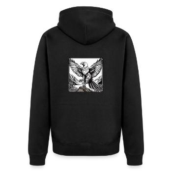 Adler Illustration - Unisex Premium Bio Zip Hoodie - Schwarz - Hinten - Nico (187cm)