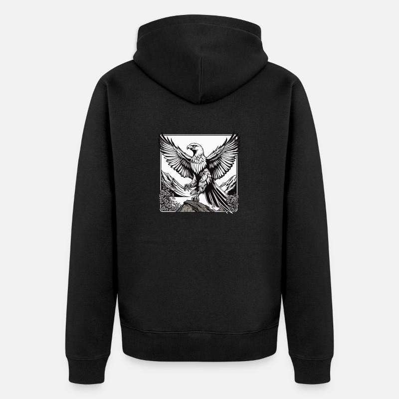 Illustration de l’aigle - Veste à capuche bio Premium Unisexe - noir