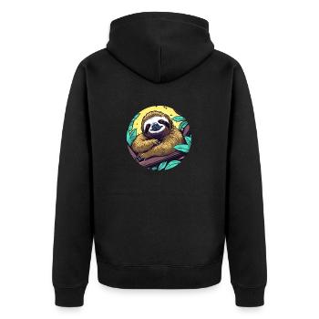 Sleeping Sloth Illustration - Unisex Premium Organic Zip Hoodie - black - Back - Nico (187cm)