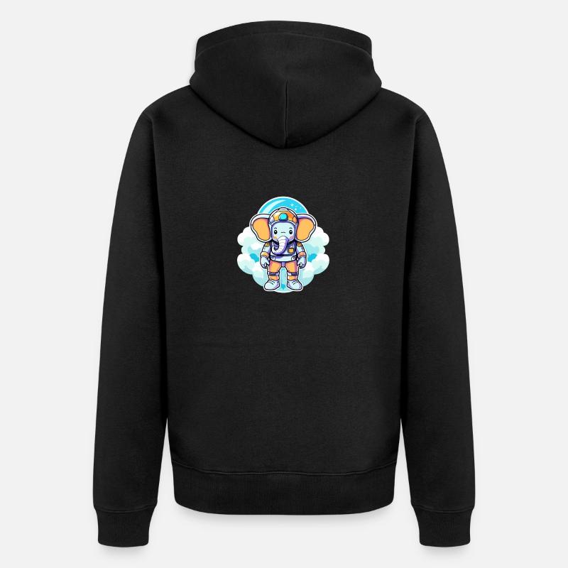Illustration d’astronaute éléphant - Veste à capuche bio Premium Unisexe - noir