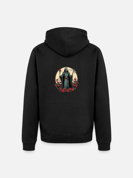 Sensenmann Blumen Illustration - Unisex Premium Bio Zip Hoodie - Schwarz