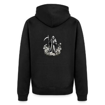 Illustration de fleurs de la Faucheuse - Veste à capuche bio Premium Unisexe - noir - Dos - Nico (187cm)