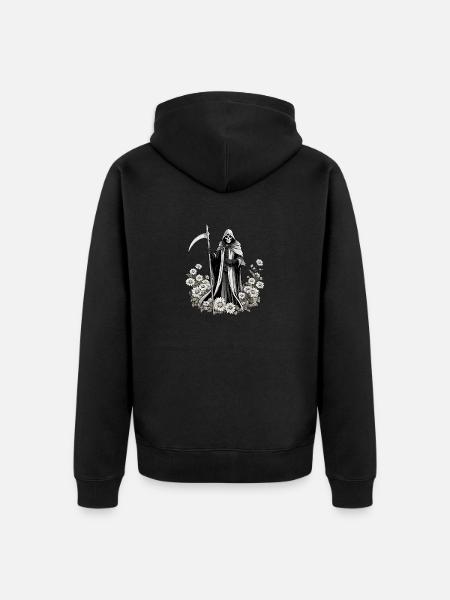 Sensenmann Blumen Illustration - Unisex Premium Bio Zip Hoodie - Schwarz