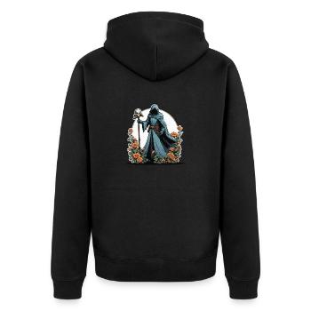 Illustration de fleurs de la Faucheuse - Veste à capuche bio Premium Unisexe - noir - Dos - Nico (187cm)