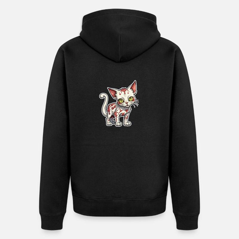 Illustration de chat zombie - Veste à capuche bio Premium Unisexe - noir