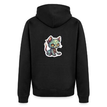 Illustration de chat zombie - Veste à capuche bio Premium Unisexe - noir - Dos - Nico (187cm)
