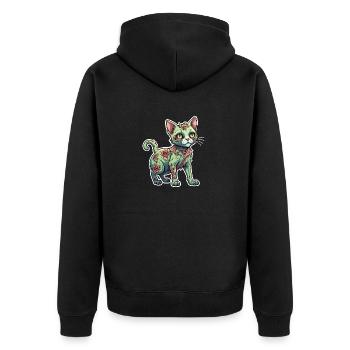 Illustration de chat zombie - Veste à capuche bio Premium Unisexe - noir - Dos - Nico (187cm)