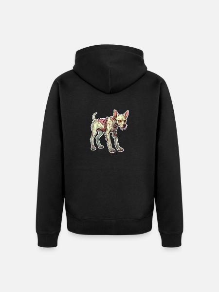 Zombie Dog Illustration - Unisex Premium Organic Zip Hoodie - black