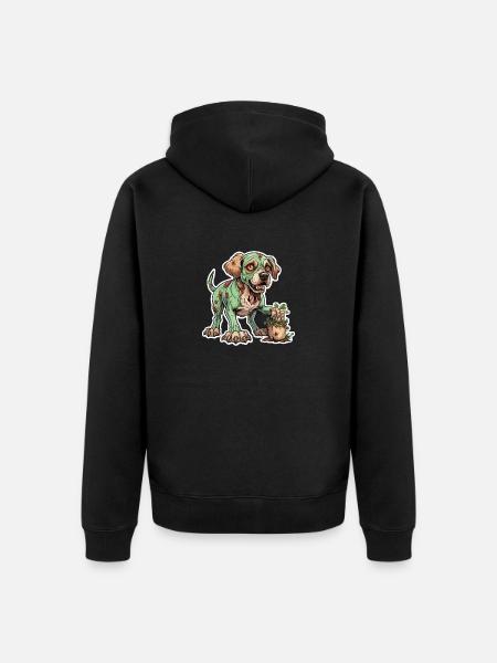 Zombie Dog Illustration - Unisex Premium Organic Zip Hoodie - black