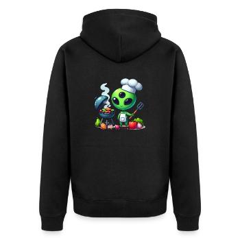 Alien Koch - Unisex Premium Organic Zip Hoodie - black - Back - Nico (187cm)