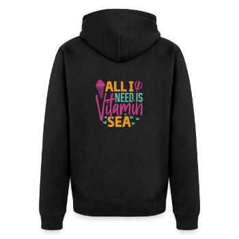 Tout ce dont j’ai besoin, c’est de la vitamine Sea 2 - Veste à capuche bio Premium Unisexe - noir - Dos - Nico (187cm)