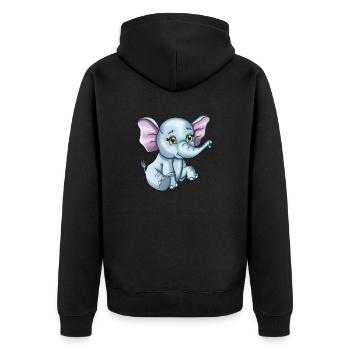 Süßer glücklicher Elefant Baby - Unisex Premium Bio Zip Hoodie - Schwarz - Hinten - Nico (187cm)