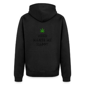 weed macht mich glücklich Cannabis Marihuana - Unisex Premium Bio Zip Hoodie - Schwarz - Hinten - Nico (187cm)